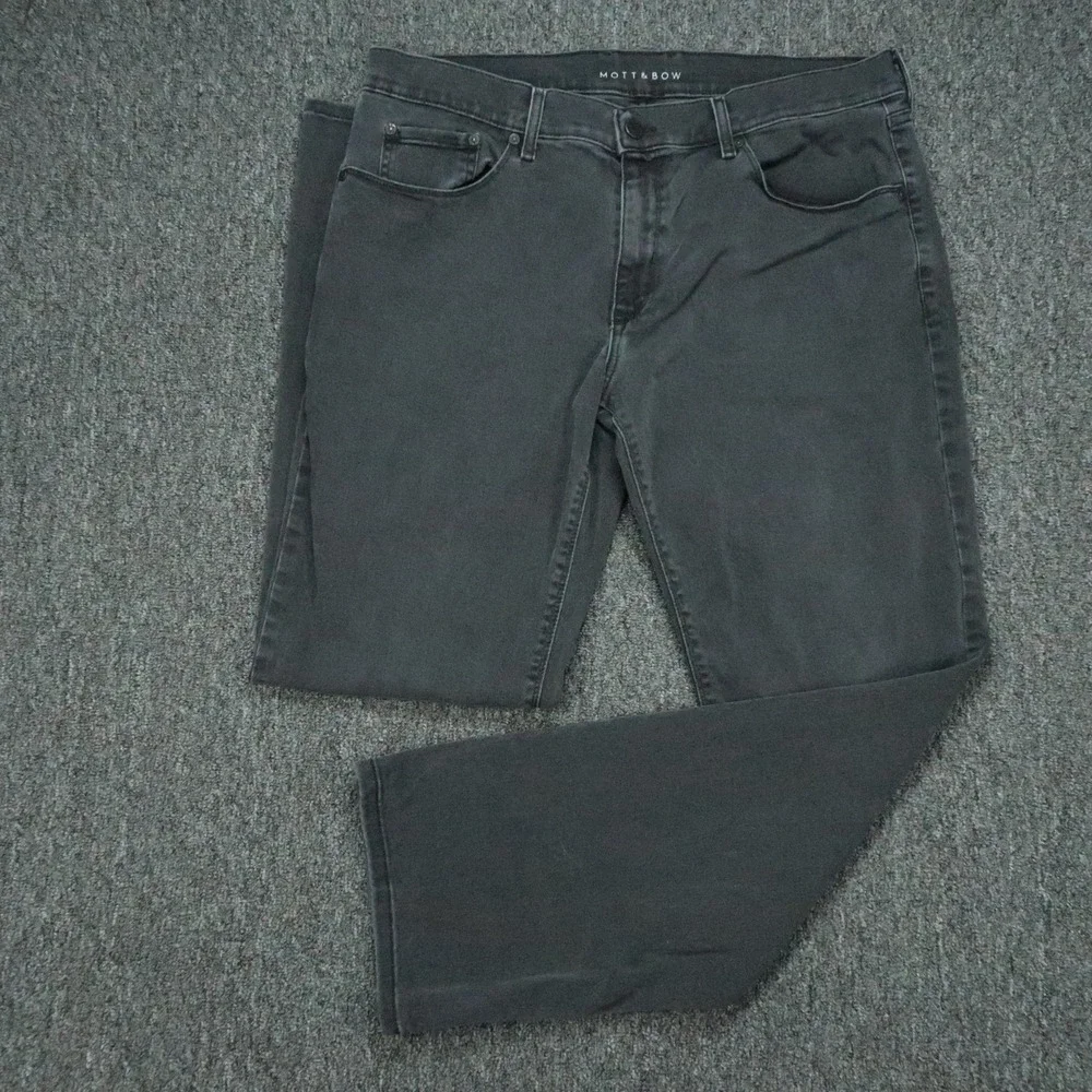 Mott & Bow Jeans Mens 36x32 Gray Crosby Straight Fit 5 Pocket Denim